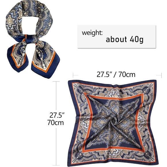 Women Frame Paisley Headscarf Satin Bandana Pattern Polyester Breathable Scarves - Picture 5 of 7